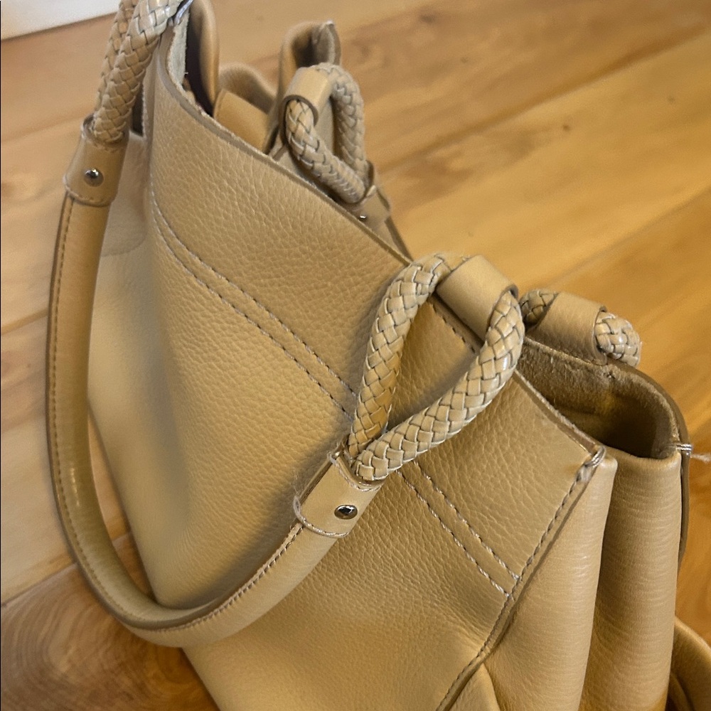 Cole Haan Chic Cream  Taupe Leather Tote Bag - Picture 8 of 8
